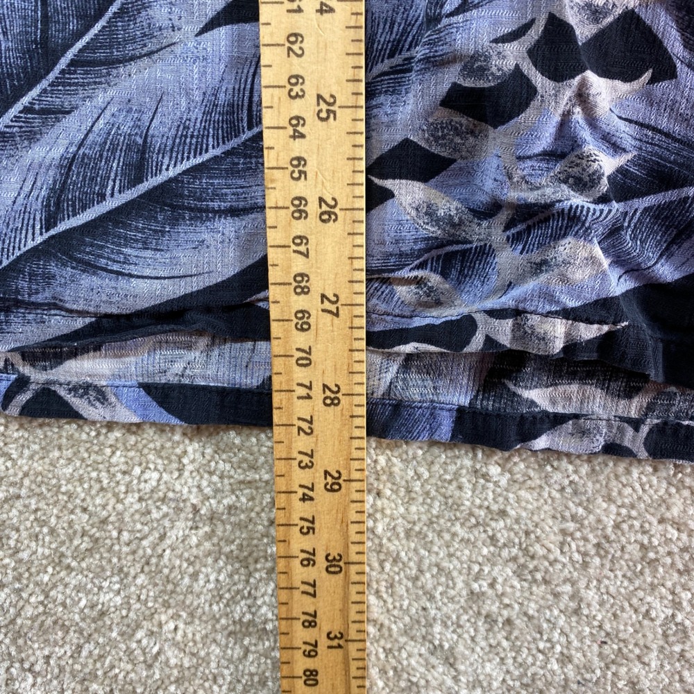 Banana Cabana Silk Hawaiian Shirt Mens XL Blue‎ Black Tropical Leaf Print Camp - Picture 4 of 10